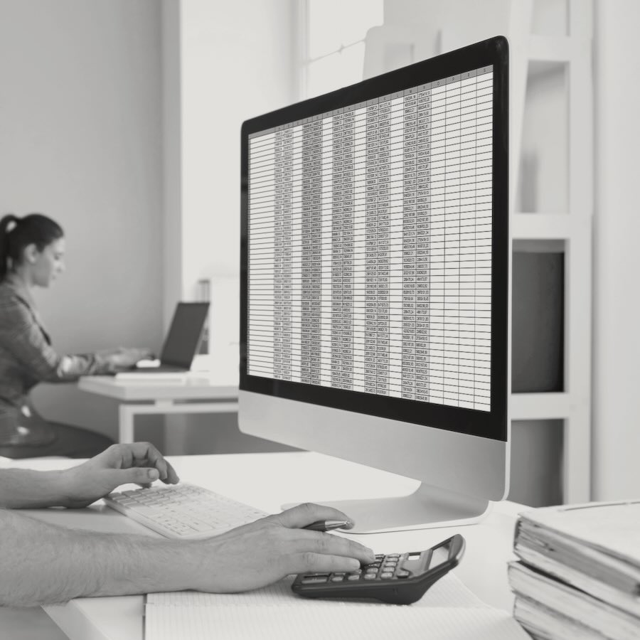 Outsourced Accounting - sidebar - a monitor screen displaying a spreadsheet